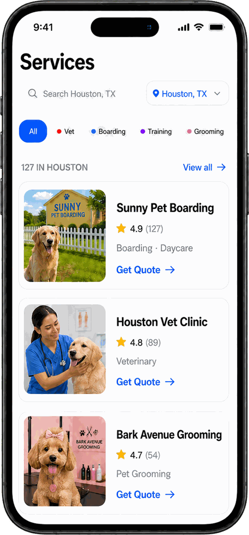 Petsomo app — find pet services near you